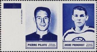 1961-62 Topps - Stamp Pairs #NNO Pierre Pilote / Andre Pronovost Front