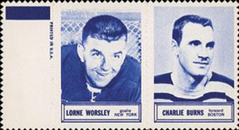 1961-62 Topps - Stamp Pairs #NNO Lorne Worsley / Charlie Burns Front