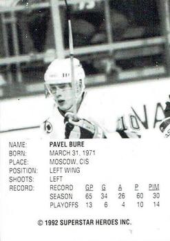 1992-93 SuperStar Heroes #NNO Pavel Bure Back