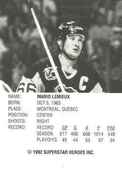 1992-93 SuperStar Heroes - Gold #NNO Mario Lemieux Back