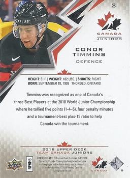 2018 Upper Deck Fall Expo #3 Conor Timmins Back