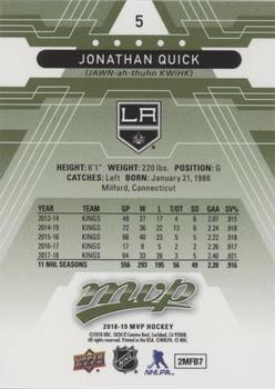 2018-19 Upper Deck MVP - Green Script #5 Jonathan Quick Back