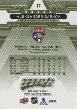 2018-19 Upper Deck MVP - Green Script #17 Aleksander Barkov Back