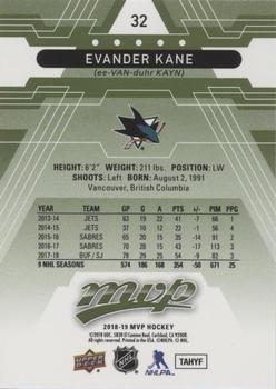2018-19 Upper Deck MVP - Green Script #32 Evander Kane Back