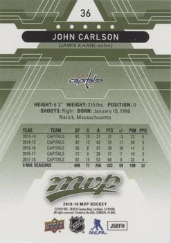 2018-19 Upper Deck MVP - Green Script #36 John Carlson Back