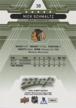 2018-19 Upper Deck MVP - Green Script #38 Nick Schmaltz Back