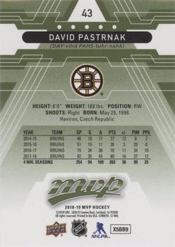2018-19 Upper Deck MVP - Green Script #43 David Pastrnak Back