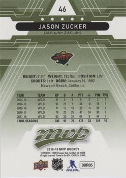 2018-19 Upper Deck MVP - Green Script #46 Jason Zucker Back