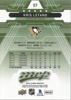 2018-19 Upper Deck MVP - Green Script #57 Kris Letang Back