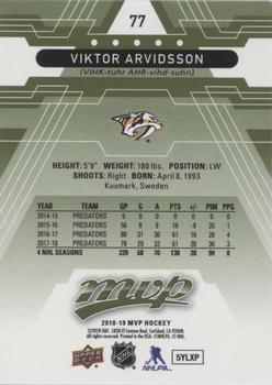2018-19 Upper Deck MVP - Green Script #77 Viktor Arvidsson Back