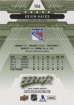 2018-19 Upper Deck MVP - Green Script #106 Kevin Hayes Back