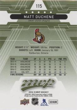 2018-19 Upper Deck MVP - Green Script #115 Matt Duchene Back