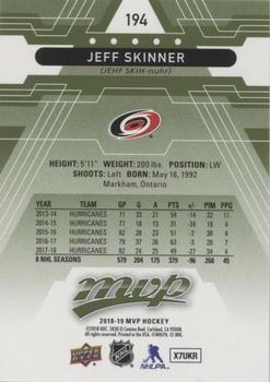 2018-19 Upper Deck MVP - Green Script #194 Jeff Skinner Back