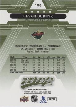 2018-19 Upper Deck MVP - Green Script #199 Devan Dubnyk Back