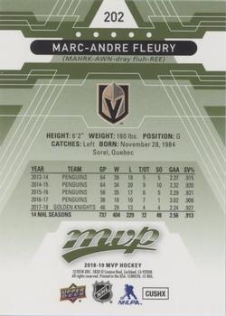 2018-19 Upper Deck MVP - Green Script #202 Marc-Andre Fleury Back