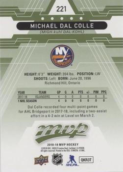 2018-19 Upper Deck MVP - Green Script #221 Michael Dal Colle Back