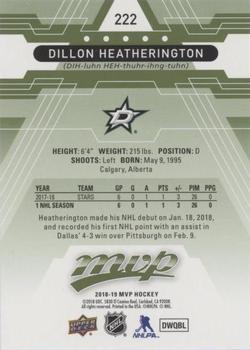 2018-19 Upper Deck MVP - Green Script #222 Dillon Heatherington Back