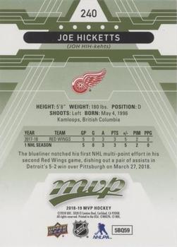 2018-19 Upper Deck MVP - Green Script #240 Joe Hicketts Back