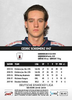 2018-19 Playercards Update (DEL) #453 Cedric Schiemenz Back