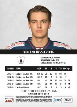 2018-19 Playercards Update (DEL) #455 Vincent Hessler Back