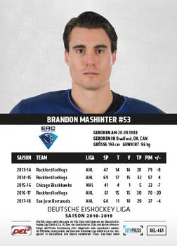 2018-19 Playercards Update (DEL) #461 Brandon Mashinter Back