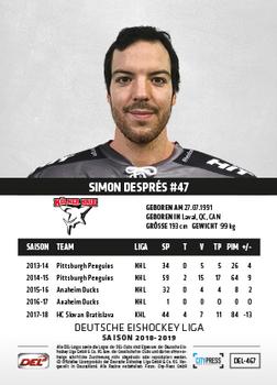 2018-19 Playercards Update (DEL) #467 Simon Despres Back