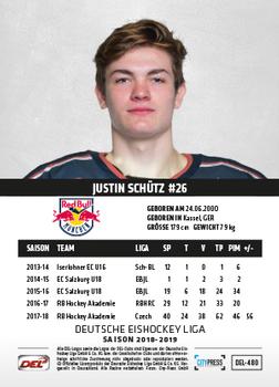 2018-19 Playercards Update (DEL) #480 Justin Schütz Back