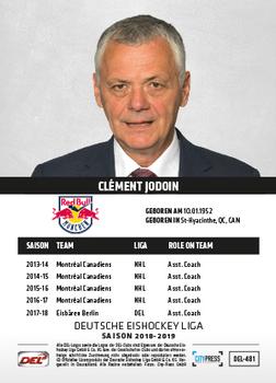 2018-19 Playercards Update (DEL) #481 Clement Jodoin Back
