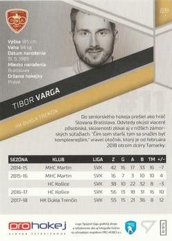 2018-19 SportZoo Tipsport Liga #031 Tibor Varga Back