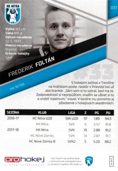 2018-19 SportZoo Tipsport Liga #037 Frederik Foltan Back