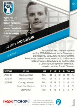 2018-19 SportZoo Tipsport Liga #041 Kenney Morrison Back