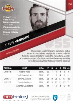 2018-19 SportZoo Tipsport Liga #057 Davis Vandane Back