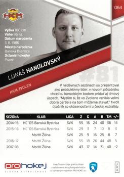 2018-19 SportZoo Tipsport Liga #064 Lukas Handlovsky Back