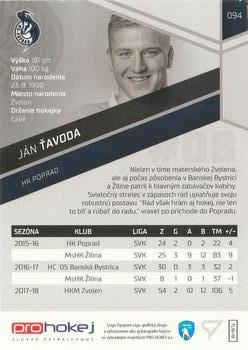 2018-19 SportZoo Tipsport Liga #094 Jan Tavoda Back