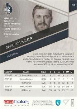 2018-19 SportZoo Tipsport Liga #103 Radomir Heizer Back