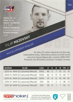 2018-19 SportZoo Tipsport Liga #150 Filip Mezovsky Back