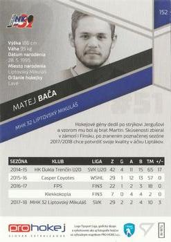 2018-19 SportZoo Tipsport Liga #152 Matej Baca Back