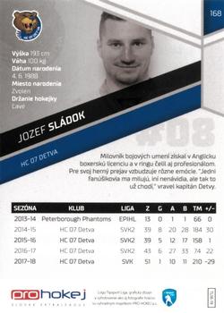 2018-19 SportZoo Tipsport Liga #168 Jozef Sladok Back