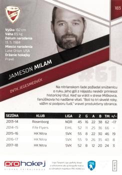 2018-19 SportZoo Tipsport Liga #183 Jameson Milam Back