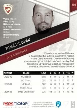 2018-19 SportZoo Tipsport Liga #189 Tomas Slovak Back