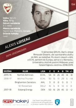 2018-19 SportZoo Tipsport Liga #194 Alexis Loiseau Back