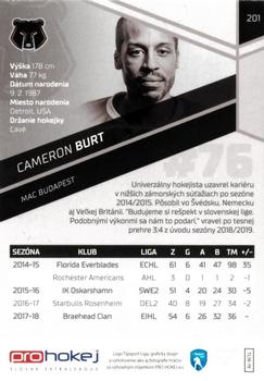 2018-19 SportZoo Tipsport Liga #201 Cameron Burt Back