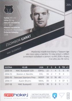 2018-19 SportZoo Tipsport Liga #205 Zsombor Garat Back