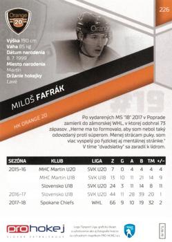 2018-19 SportZoo Tipsport Liga #226 Milos Fafrak Back