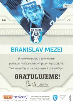 2018-19 SportZoo Tipsport Liga - Autograph #A07 Branislav Mezei Back