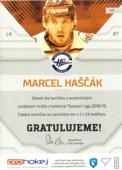 2018-19 SportZoo Tipsport Liga - Autograph #A13 Marcel Hascak Back