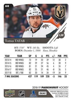 2018-19 Parkhurst #68 Tomas Tatar Back