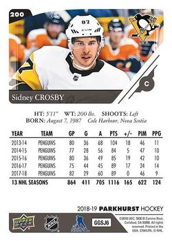 2018-19 Parkhurst #200 Sidney Crosby Back