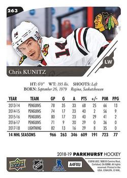2018-19 Parkhurst #263 Chris Kunitz Back