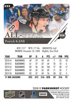 2018-19 Parkhurst #322 Patrick Kane Back